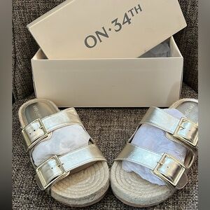 NIB ON 34TH Gold Buckle Milaa Sandals